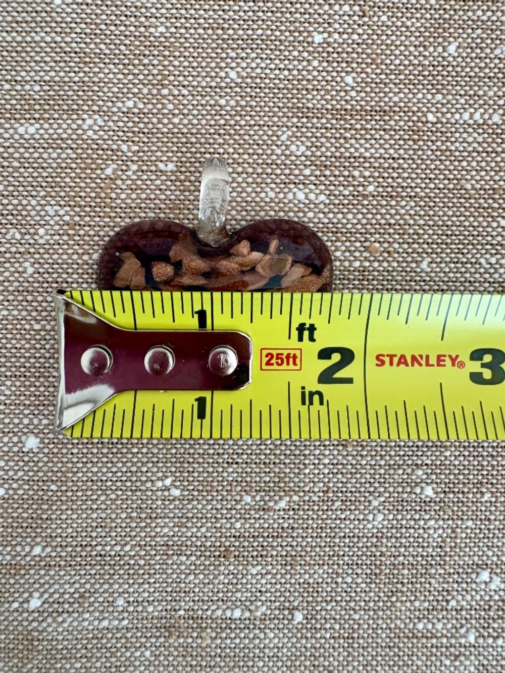 Vintage Murano Glass Puffy Heart Pendant Copper Aventurine Gold Italian Charm - Picture 7 of 12